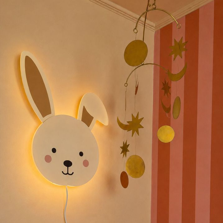 Detské nástenné svietidlo béžové s detailom vrátane LED 3-stupňové stmievateľné - Benny the Bunny