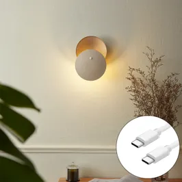 Modern Wall Lamp Beige with Gold Incl. LED 2-Lights Rechargeable and Motion Sensor - Sunrise