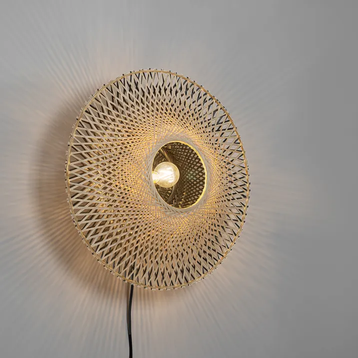 Smarte Wandleuchte Bambus 50 cm mit Stecker inkl. WLAN A60 - Rina |  Lampenundleuchten