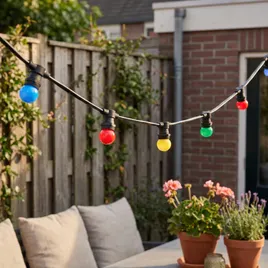 GTV Lighting - Tuinslinger 10 M, AC220-240 V, 50-60 Hz, 10 X E27, 2 X 0 Mm Ip65 Outdoor Lichtketting Op Zonne Energie Voor Tuin Terras Balkon Bruiloft