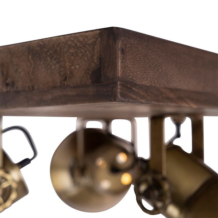 Stropní lampa bronzová se dřevem 3-světlo - Mangoes