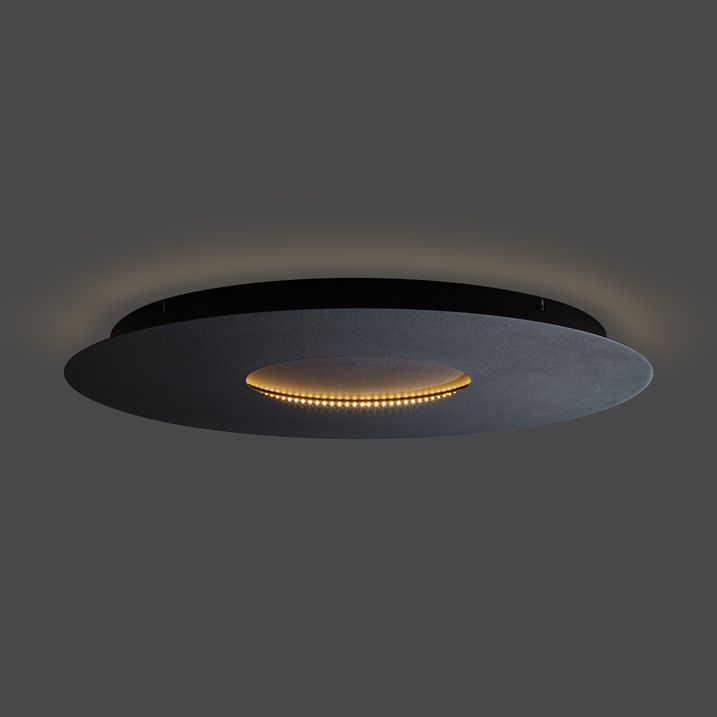 Plafonnier moderne noir 60cm avec LED à intensité variable en 3 étapes - Morning