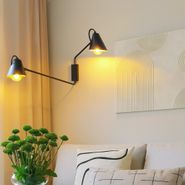Smarte-moderne-Wandleuchte-schwarz-2-flammig-verstellbar-inkl.-WiFi-A60---Lune