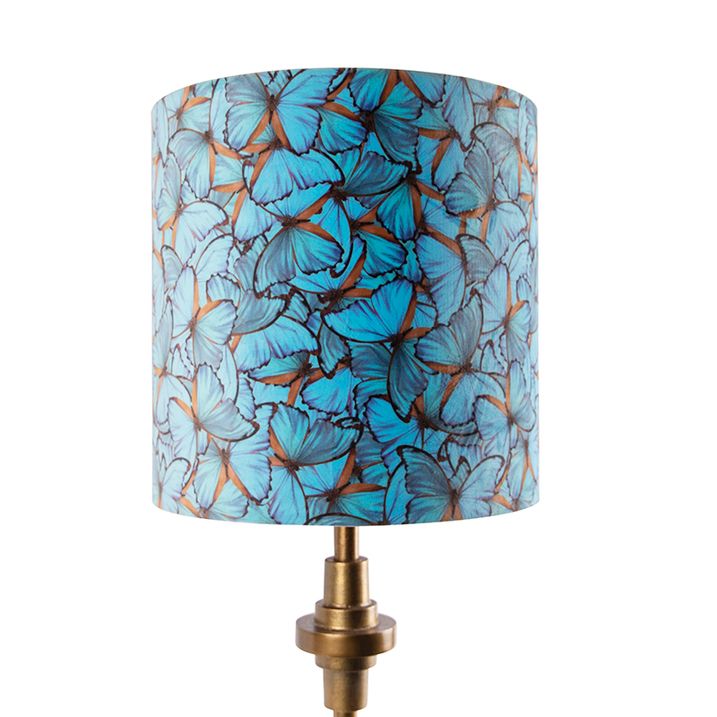 Stolní lampa bronzová s sametovým stínítkem s motýlím vzorem 40 cm - Diverso