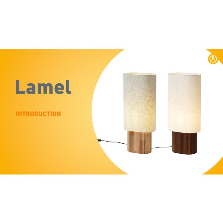 Japandi podna lampa od orahovog drveta sa platnenim abažurom 90 cm - Lamel