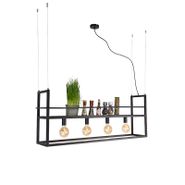 Lampada-a-sospensione-industriale-nera-con-mensola-grande-4-luci---Cage-Rack