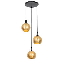 Suspension design noir avec verre doré 3 lumières - Bert