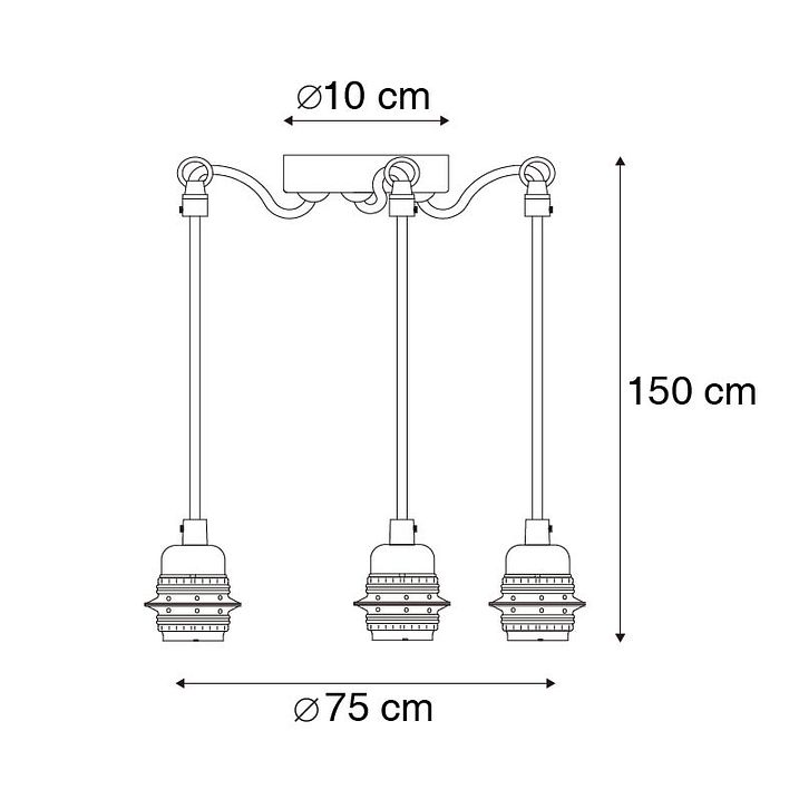 Smart taklampa svart 3-ljus inkl. WiFi G95 - Cava