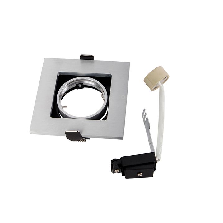 Set of 6 Modern Recessed Spotlights Aluminium Rotatable and Tiltable GU10 50mm - Qure
