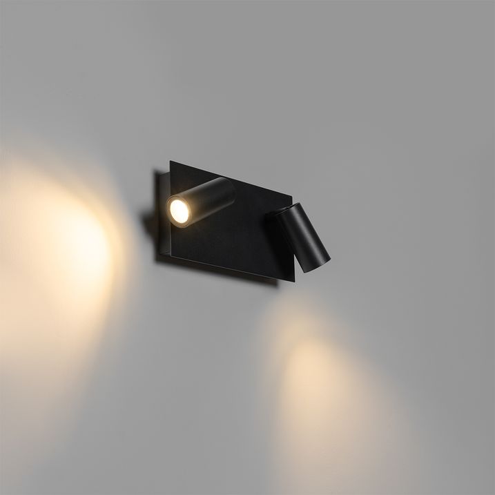 Lampada da parete per esterni moderna nera con LED 2 luci IP54 - Simon