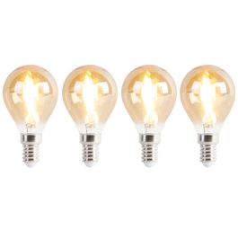 Sada 4 LED žárovek E14 P45 zlatá 2W 180lm 2100K