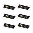 Set-de-6-spoturi-încastrate-negre-GU10-reglabile-fără-ramă-cu-2-lumini---Oneon