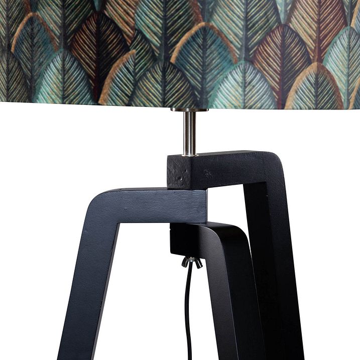 Podna lampa crna sa plišanim abažurom dizajna lista 50cm - Puros