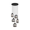 Design hanglamp zwart met smoke glas 5-lichts - Ana