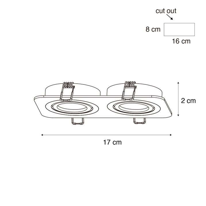 Rounded Recessed Spotlight White GU10 50mm Rotatable and Tiltable IP44 2-Lights - Alberto