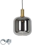 Lampada-a-sospensione-nera-con-vetro-oro-e-fumé-incl.-PUCC---Zuzanna
