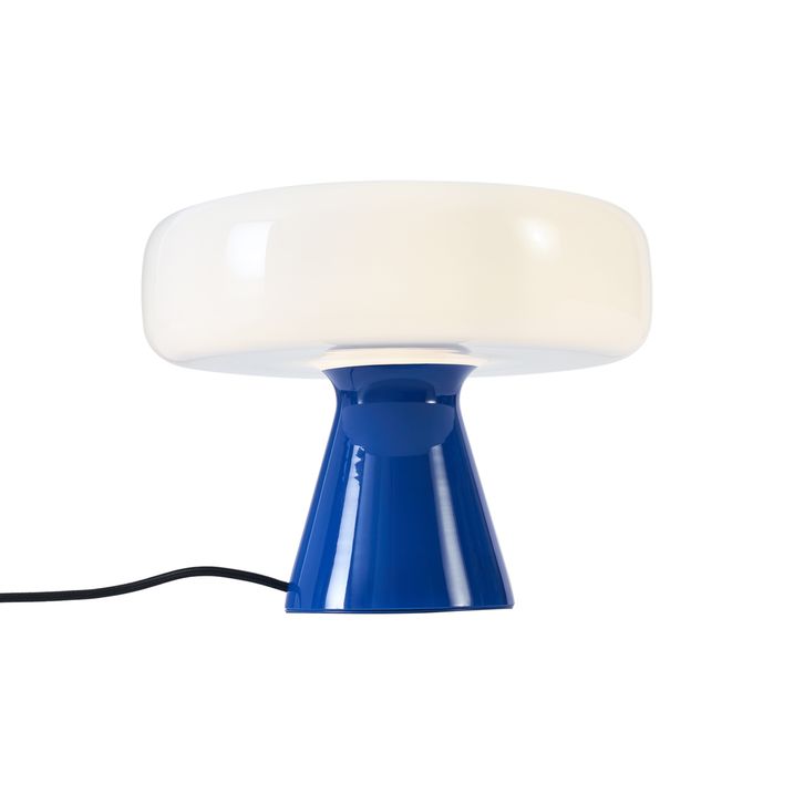 Retro-Tischleuchte blau mit Weiß - Knob