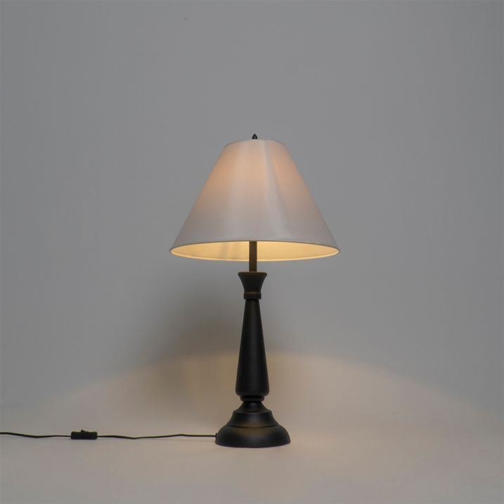 Classic table lamp black with cream shade - Taula