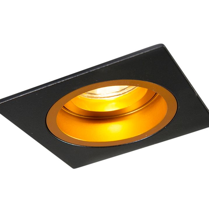 Inbouwspot zwart met goud 9,3 cm draai- en kantelbaar - Chuck