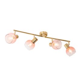 Art Deco reflektor zlatne boje sa roze staklom 4-svetla - Vidro
