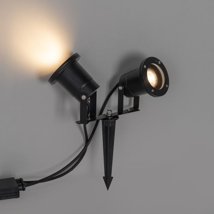 Moderni puutarhavalaisin musta sis. johdon ja pistokkeen 150cm 2-lamppuinen IP65 - Basic