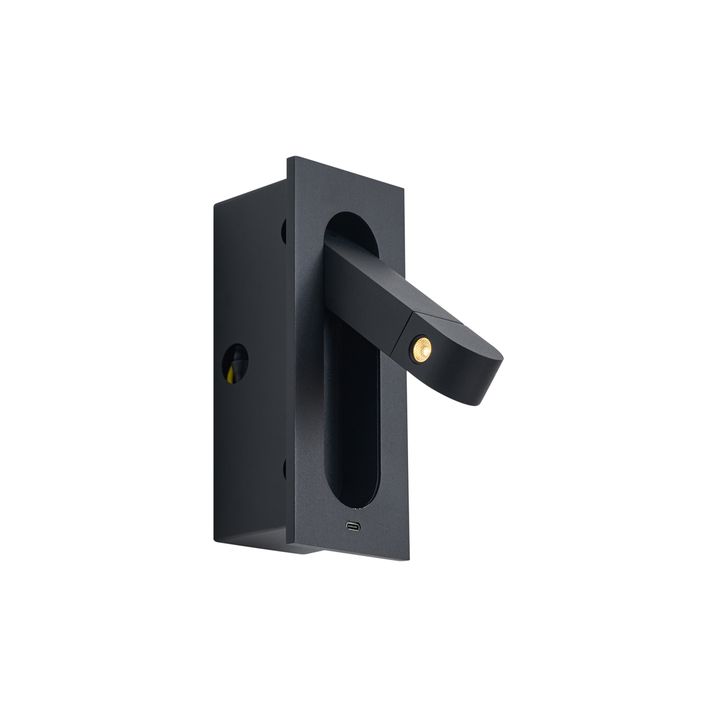 Applique murale moderne noire avec LED et port USB-C - Hilton