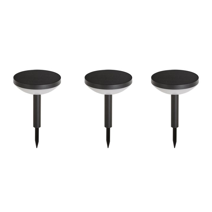 3er-Set schwarze Erdspießleuchten inkl. LED Solar IP44 - Dottie
