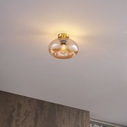 Art-Deco-plafondlamp-messing-met-amber-glas---Busa