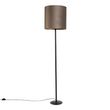 Gulvlampe-sort-med-taupe-og-gull-fløyels-skjerm-40-cm---Simplo