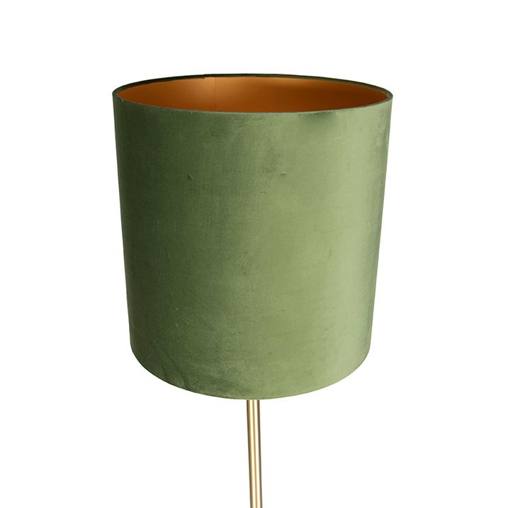 Lampă de podea botanică din alamă cu abajur verde 40 cm - Simplo