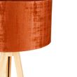 Stojací-lampa-dřevěná-s-oranžovým-látkovým-stínítkem-50-cm---Tripod-Classic