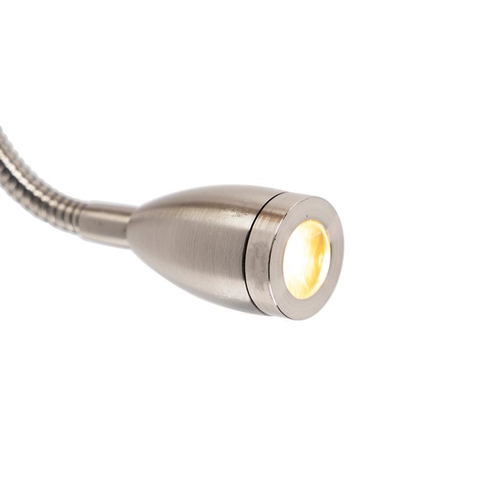 Moderne wandlamp staal met katoenen grijze kap - Stacca