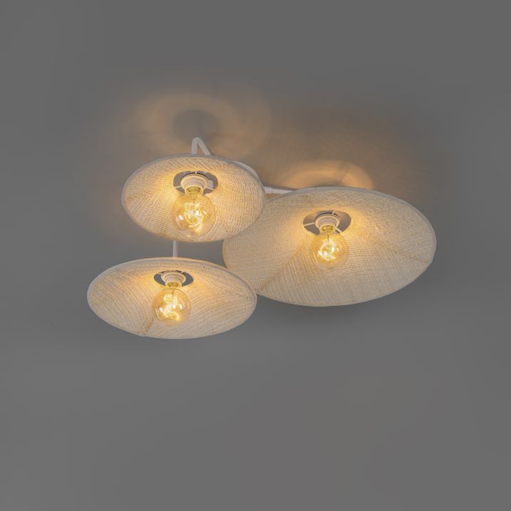 Designová nástěnná lampa bílá s látkou 3-světlo - Jane
