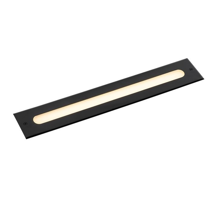 Ensemble de 2 spots de sol modernes noirs 50 cm LED incluse IP65 - Eline