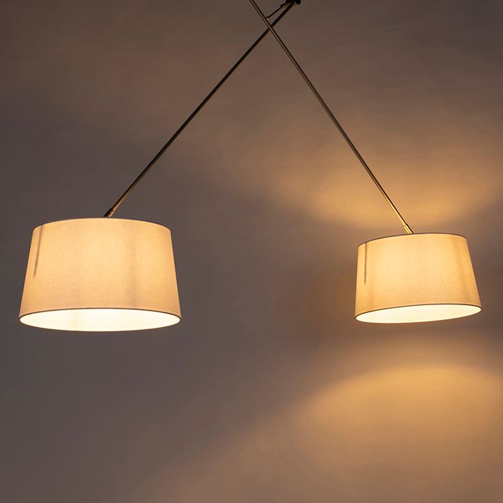 Viseća lampa sa platnenim sjenilima bijela 35 cm - Blitz II čelik