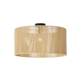 Griestu lampa melna ar bēšu papīra virves abažūru 50/50/25 - Combi