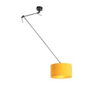Suspension-noire-avec-abat-jour-en-velours-ocre-et-or-35-cm---Blitz