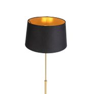 Lámpara-de-pie-dorada/latón-con-pantalla-negra-de-35-cm-regulable---Parte