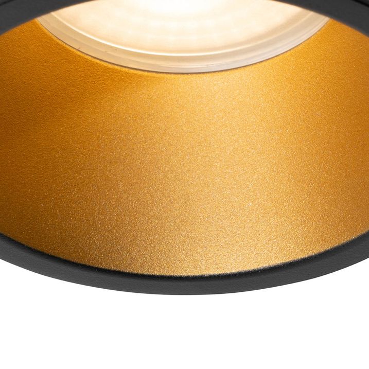 Modern Recessed Spotlight Black with Gold GU10 70mm IP44 - Dept