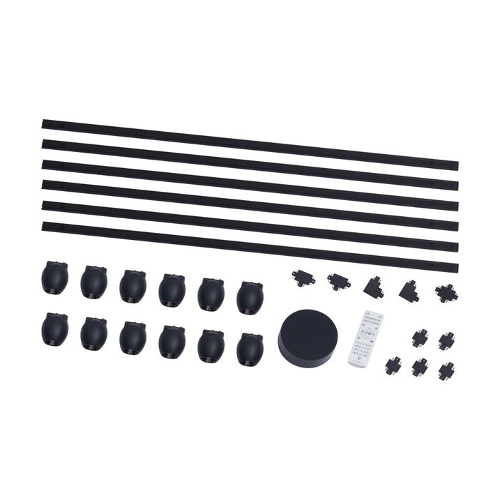 Modernes Schienensystem mit 12 schwarzen Strahlern 1-phasig - Magnetic Zagaye