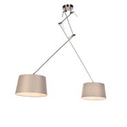 Tērauda-piekaramā-lampa-ar-smilškrāsas-lina-abažūriem-35-cm-2-gaismas---Blitz