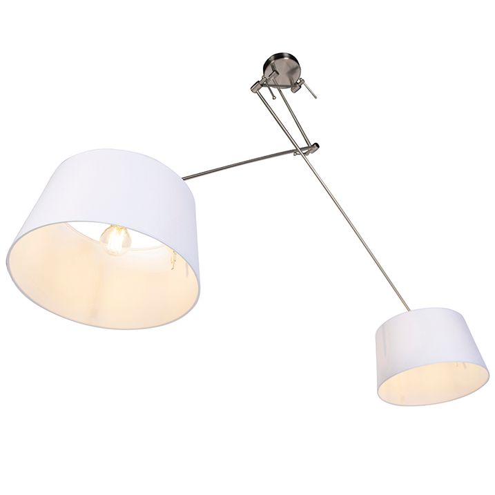 Viseća lampa sa platnenim sjenilima bijela 35 cm - Blitz II čelik