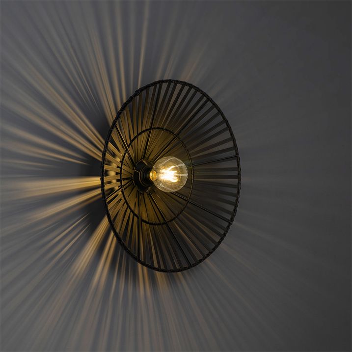 Oriental wall lamp black bamboo round - Pua