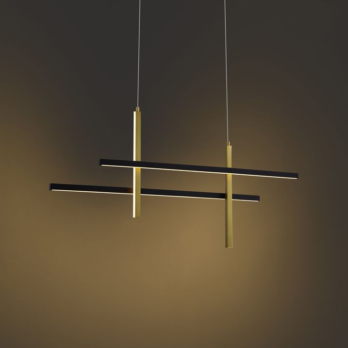 Llambë Varëse Design H e Zezë me Ar, Përfshirë LED me 3 Hapa të Rregullueshme - Joy