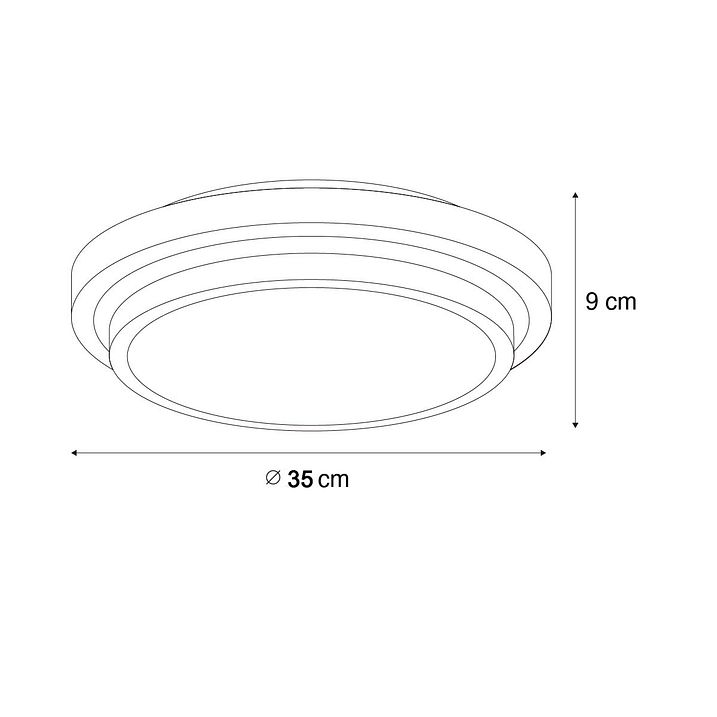 Modern taklampa svart med vitt 35 cm 2-ljus IP44 - Walden