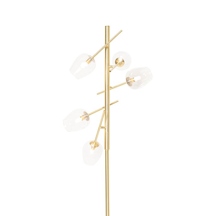 Lámpara de pie clásica dorada con cristal 5-luces - Elien