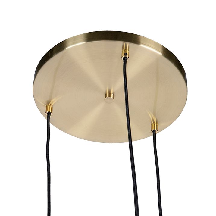 Art Deco Pendelleuchte gold mit schwarzem Glas 3-Licht - Pallon