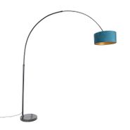 Booglamp-zwart-velours-kap-blauw-met-goud-50-cm---XXL