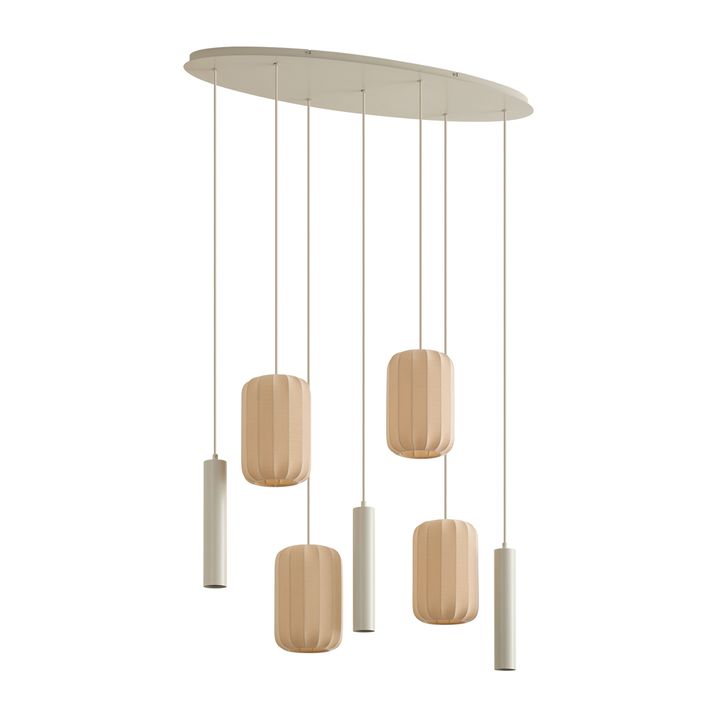 Japandi hanglamp beige 7-lichts - Pluni Tuba