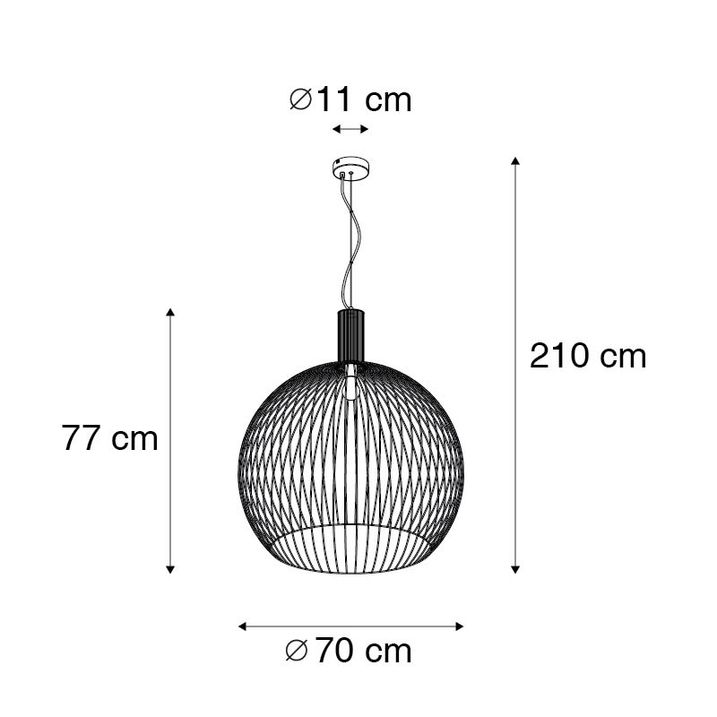 Suspension design ronde noire 70 cm - Dos